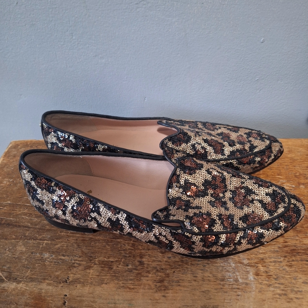 Kate Spade NY fully sequined cat animal print cat face flat loafers shoes 8.5 - Picture 3 of 8